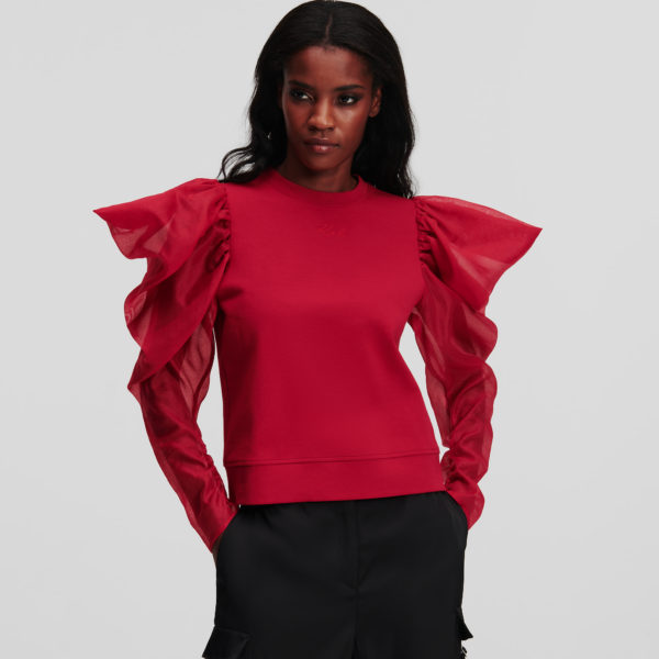 Karl Lagerfeld, Sweat-shirt En Tissu Mélangé, Femme, Rouge piment, Taille: XXXL Karl Lagerfeld