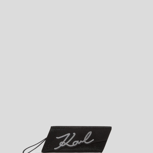 Karl Lagerfeld, Pochette Avec Strass K/signature Sélectionnée Par Hun Kim, Femme, Noir, Taille: X00 Karl Lagerfeld