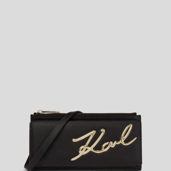 Karl Lagerfeld, Porteuille Avec Bandoulière K/signature, Femme, Noir/Or, Taille: X00 Karl Lagerfeld