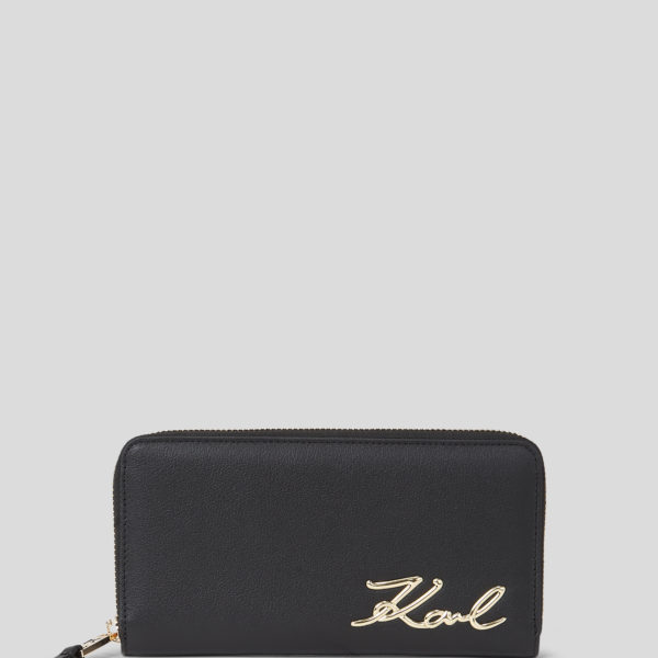 Karl Lagerfeld, Portefeuille Zippé K/signature Continental, Femme, Noir/Or, Taille: X00 Karl Lagerfeld