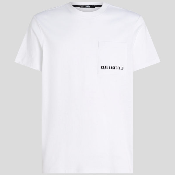 Karl Lagerfeld, T-shirt À Poche Avec Logo Karl, Homme, Blanc, Taille: XXL Karl Lagerfeld