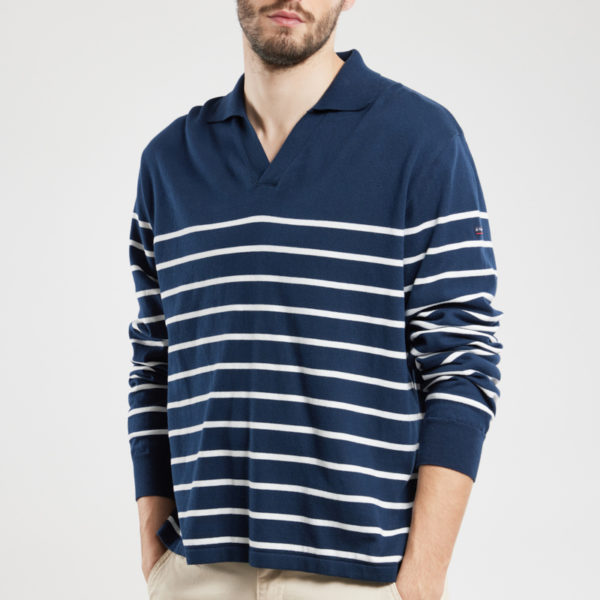 ARMOR-LUX Pull col vareuse – coton Homme Rich navy/milk 3XL