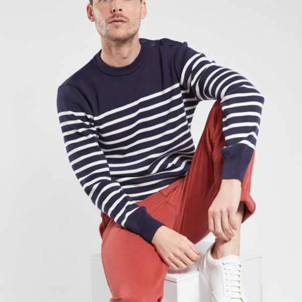 ARMOR-LUX Pull marin rayé "Groix" - coton Homme NAVIRE/MILK 3XL