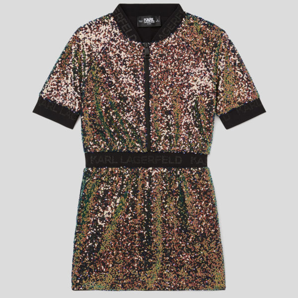 Karl Lagerfeld, Robe À Sequins Pour Filles, unisex, menthe, Taille: L4Y Karl Lagerfeld