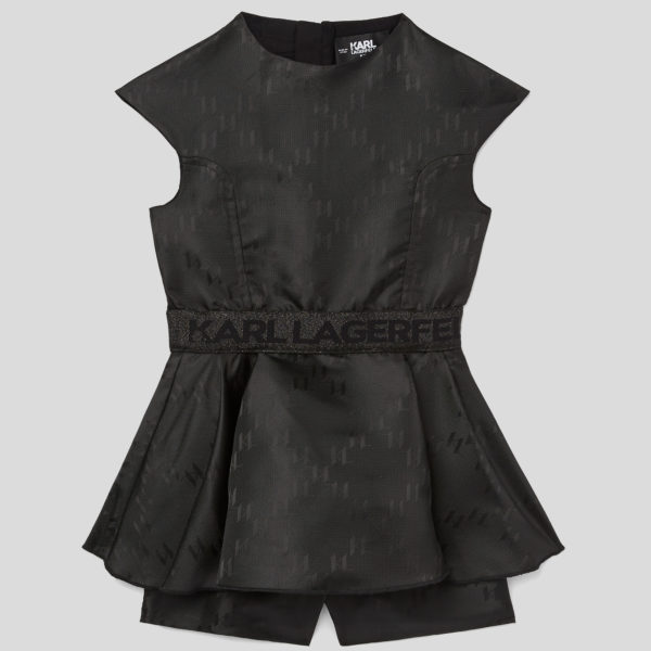 Karl Lagerfeld, Robe Jacquard Pour Filles, unisex, Noir, Taille: L6Y Karl Lagerfeld