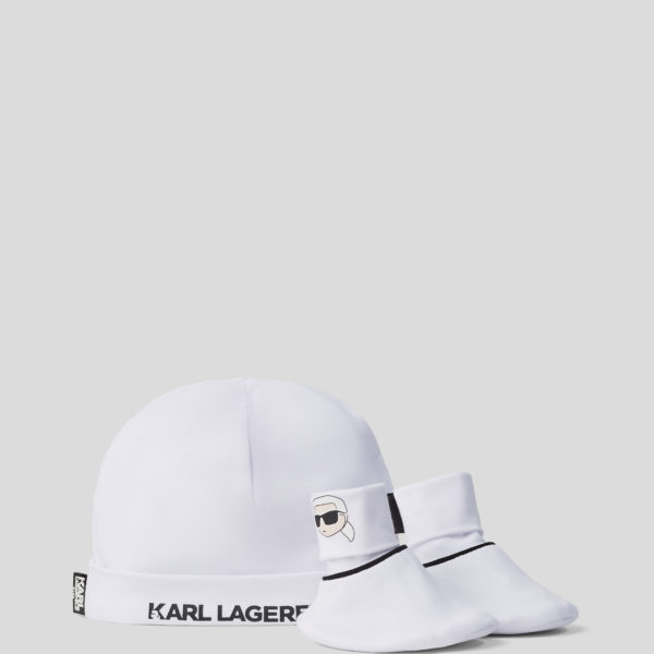 Karl Lagerfeld, Ensemble Bonnet Et Chaussettes Pour Bébé – Lot De 2, unisex, Blanc, Taille: L6M Karl Lagerfeld
