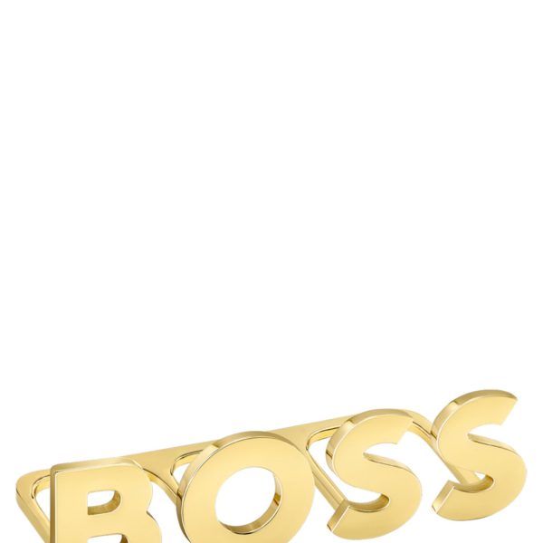 Bague en acier plaqué or clair avec lettres logo à porter aux articulations – Hugo Boss