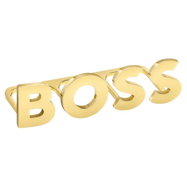 Bague teinte or clair avec lettres logo à porter sur les articulations – Hugo Boss