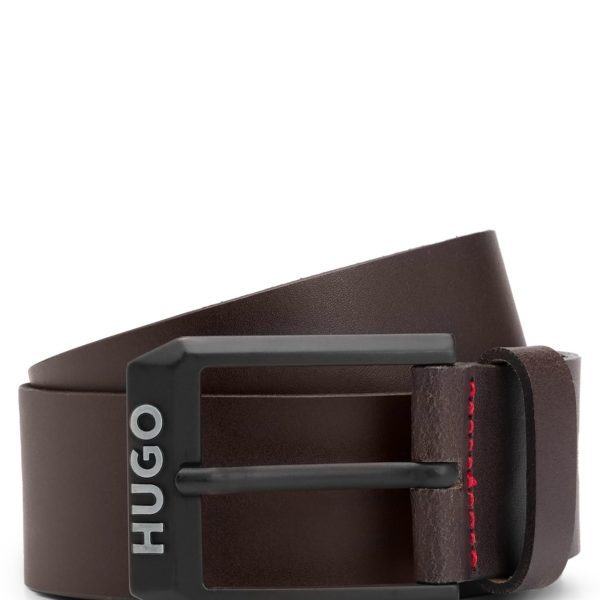 Ceinture en cuir avec boucle noir mat à logo – Hugo Boss