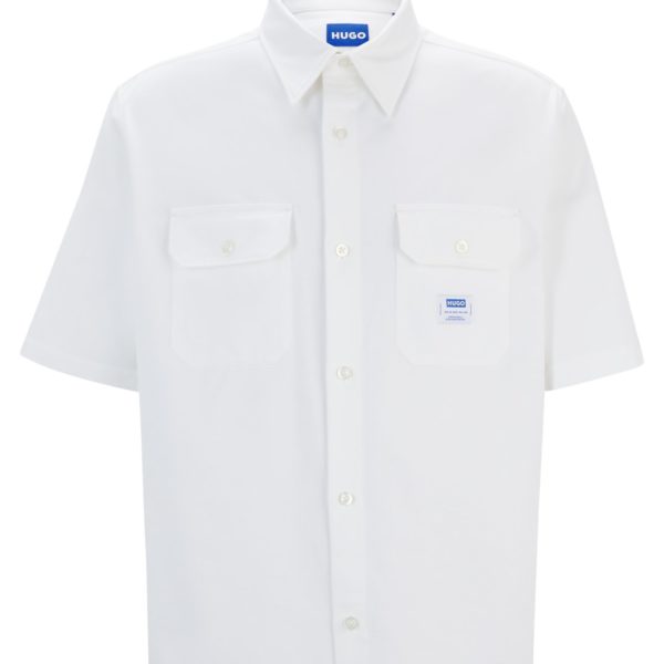 Hugo Boss Chemise Oversize en twill de coton avec patch logoté