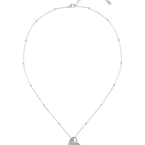 Collier chaîne argentée avec pendentif double cœur – Hugo Boss