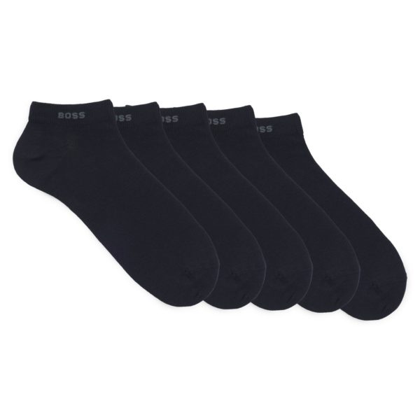 Lot de cinq paires de chaussettes basses en coton mélangé avec logo – Hugo Boss