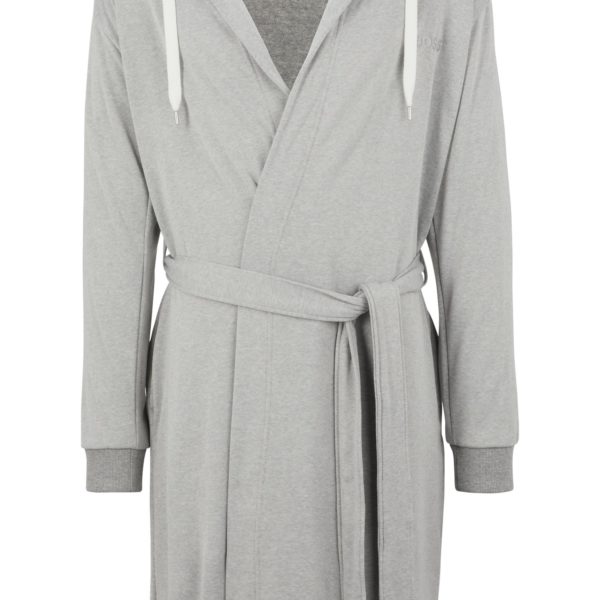 Peignoir gris à capuche avec manches logotées – Hugo Boss