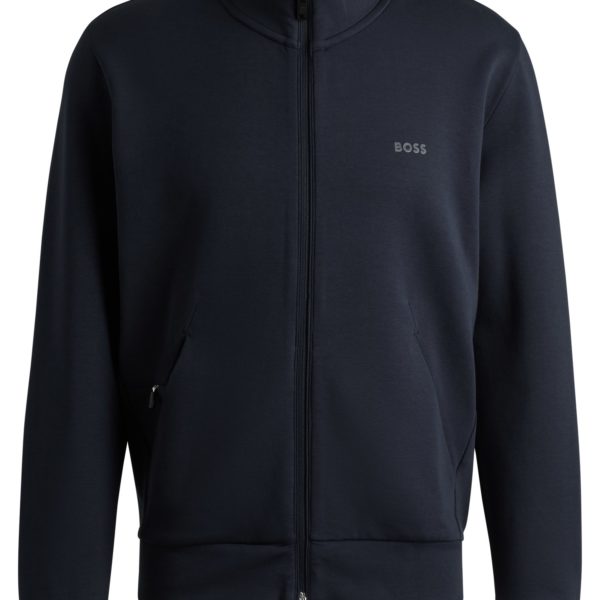 Sweat zippé en coton stretch à logo imprimé – Hugo Boss