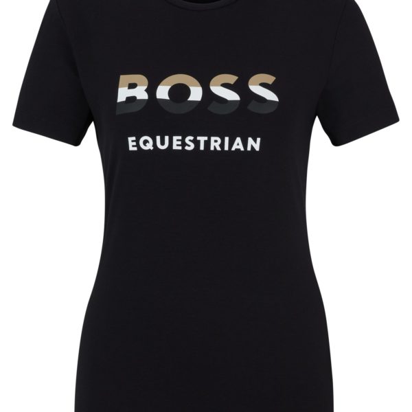 T-shirt d’équitation en coton stretch avec logos – Hugo Boss