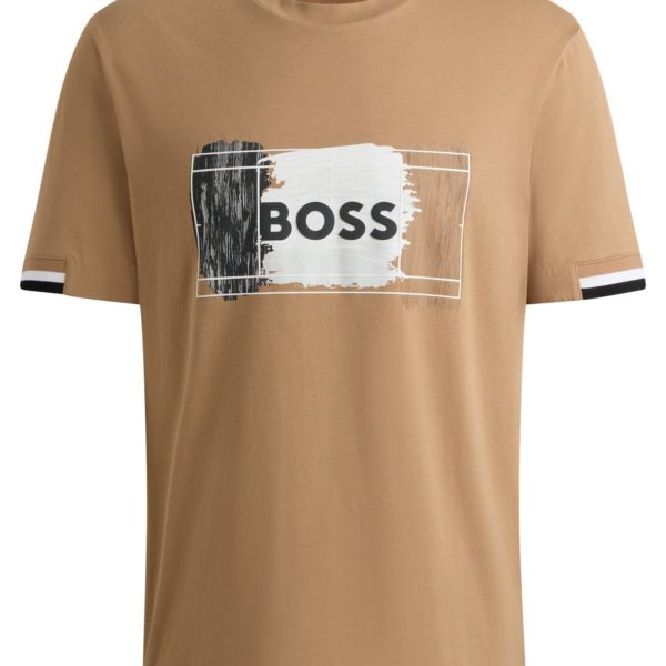 T-shirt en jersey de coton avec motif artistique emblématique – Hugo Boss
