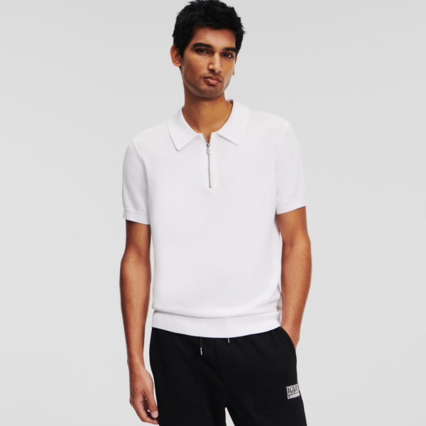 Karl Lagerfeld, Polo En Tricot À Manches 1/2, Homme, Blanc, Taille: LXXL Karl Lagerfeld