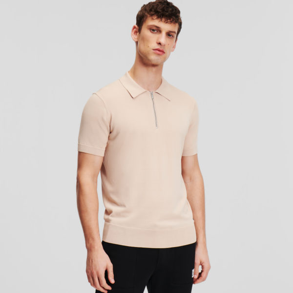 Karl Lagerfeld, Polo En Tricot À Manches 1/2, Homme, Sable, Taille: L3XL Karl Lagerfeld