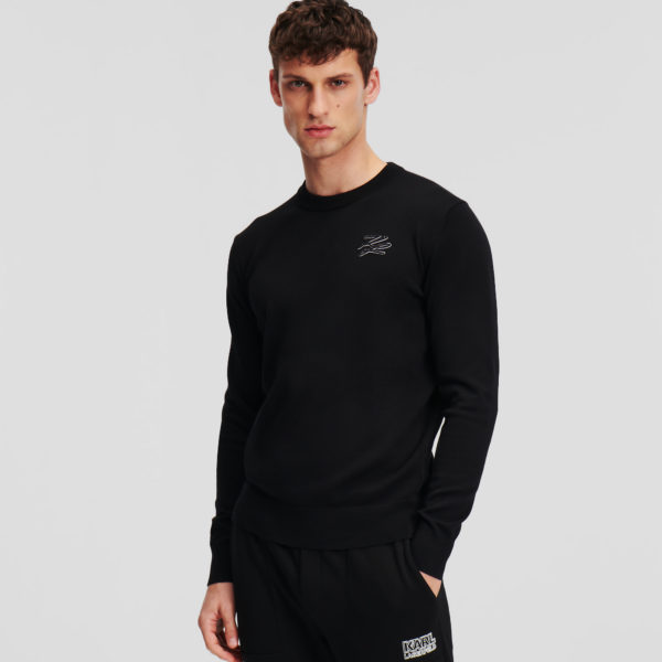 Karl Lagerfeld, Pull À Col Rond En Tricot, Homme, Noir, Taille: L3XL Karl Lagerfeld
