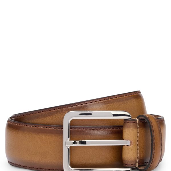 Ceinture en cuir italien à surpiqûres contrastantes – Hugo Boss