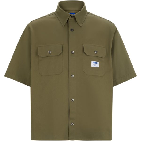 Hugo Boss Chemise Oversize en twill de coton avec patch logoté