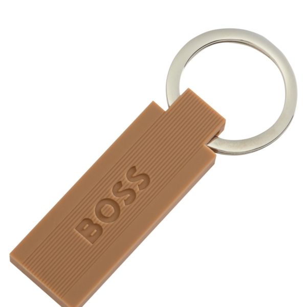 Porte-clés en silicone camel et laiton avec logo – Hugo Boss