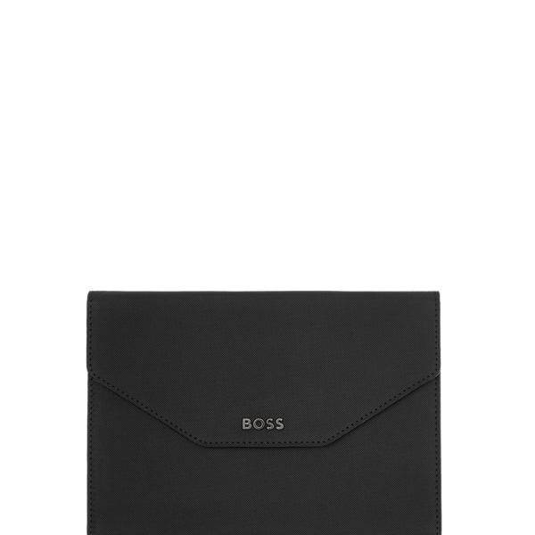 Porte-documents format A5 en similicuir noir texturé – Hugo Boss