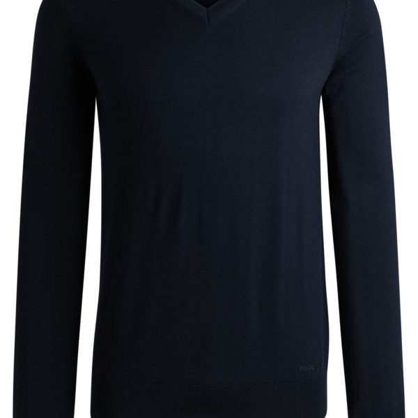 Pull en laine vierge Regular à col V – Hugo Boss