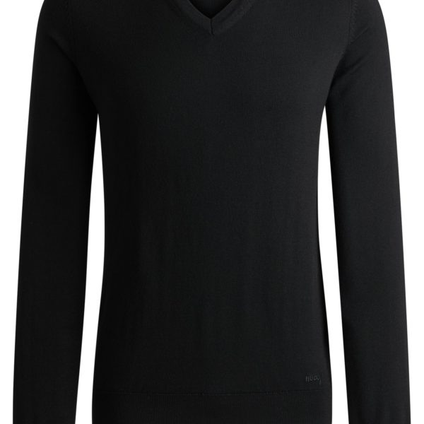 Pull en laine vierge Regular à col V – Hugo Boss
