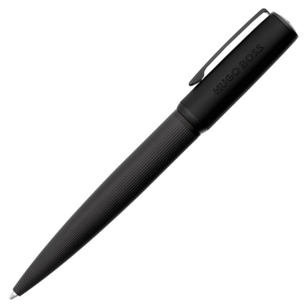 Stylo à bille à la texture mélangée avec capuchon noir logoté – Hugo Boss