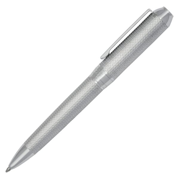 Stylo à bille argenté à motif chevrons – Hugo Boss