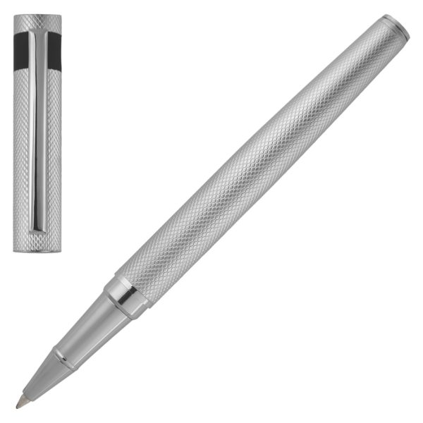 Stylo roller noir à motif losanges mat – Hugo Boss