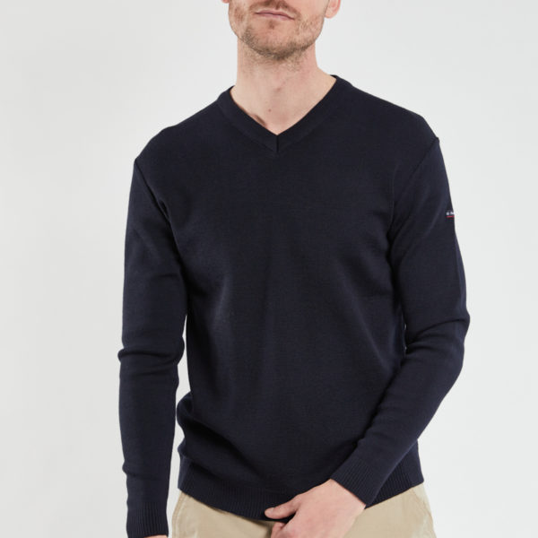ARMOR-LUX Pull col V - laine et acrylique Homme Rich Navy XXXL