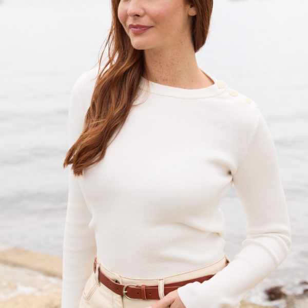 ARMOR-LUX Pull marin « Groix » – coton Femme Milk 5XL – 52