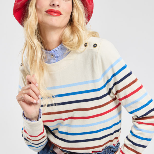 ARMOR-LUX Marinière colorée – coton rustique Femme Multicol Nautique 4XL – 50