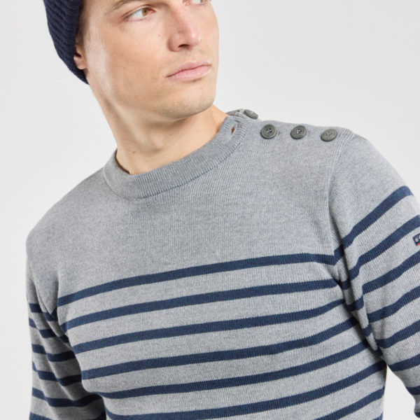 ARMOR-LUX Pull marin rayé "Paimpol" - laine Homme Slate/Marine deep chiné 3XL