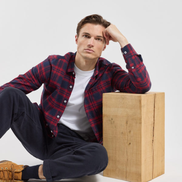 BERMUDES Chemise à carreaux EDERS - coton et laine Homme BRIQUE XXXL