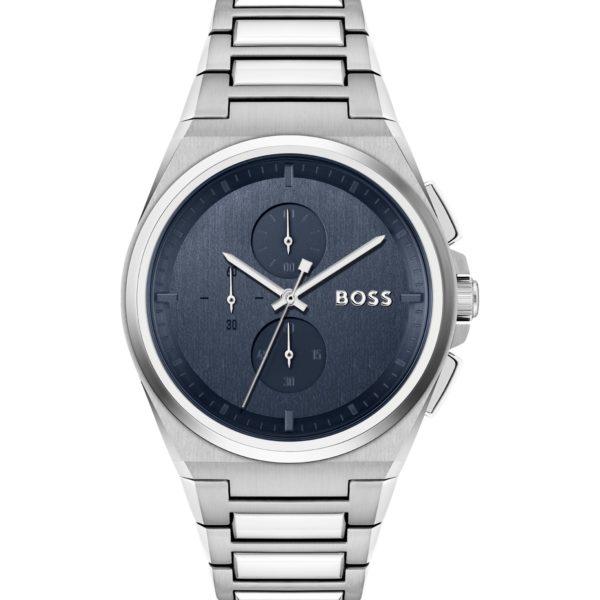 Montre chronographe avec cadran bleu et bracelet à maillons – Hugo Boss