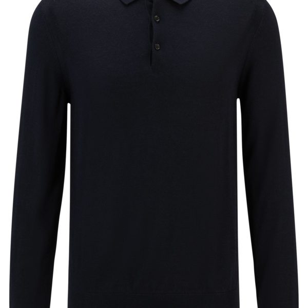 Pull Regular en laine, soie et cachemire avec col polo – Hugo Boss