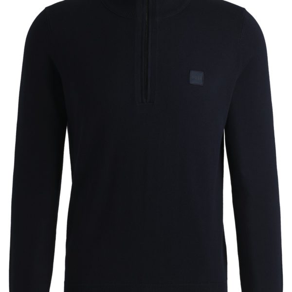 Pull à encolure zippée en coton et cachemire avec patch logoté – Hugo Boss