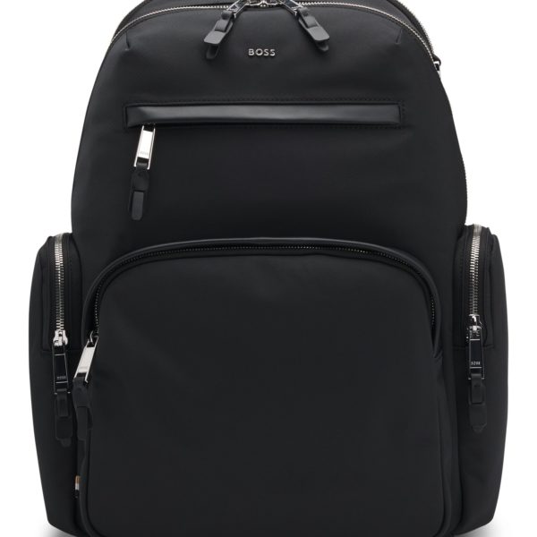 Sac à dos avec finitions en cuir et fermeture éclair à double curseur – Hugo Boss