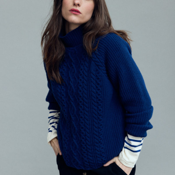 ARMOR-LUX Pull avec torsades – laine Femme Sodalite 4XL – 50