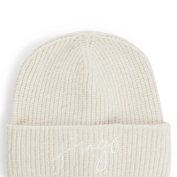 Bonnet côtelé avec logo manuscrit brodé – Hugo Boss