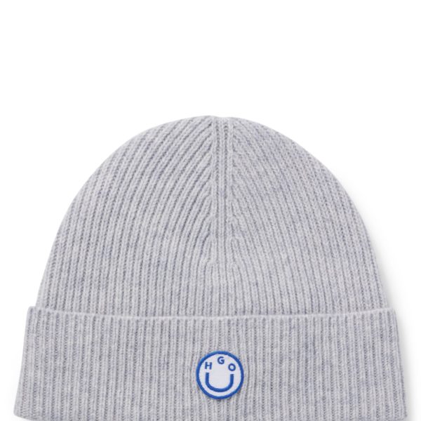 Bonnet en laine mélangée avec badge logoté Happy HUGO – Hugo Boss