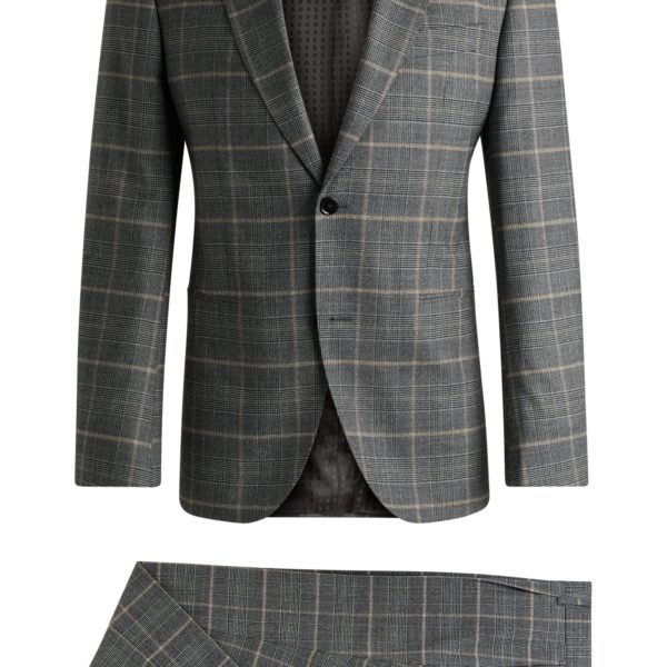Costume Slim en laine stretch à carreaux – Hugo Boss