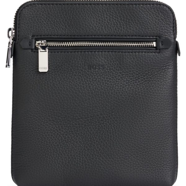 Sac enveloppe en cuir italien grainé à logo embossé – Hugo Boss