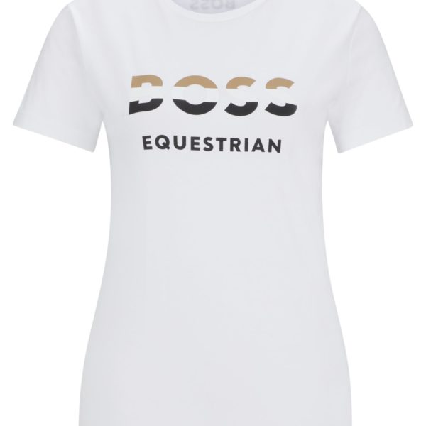 T-shirt d’équitation en coton stretch avec logos – Hugo Boss