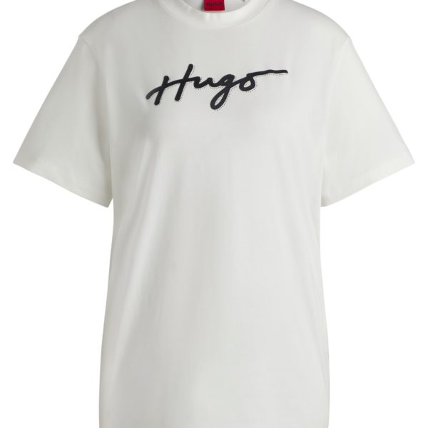 T-shirt en coton à logo floqué et strass – Hugo Boss