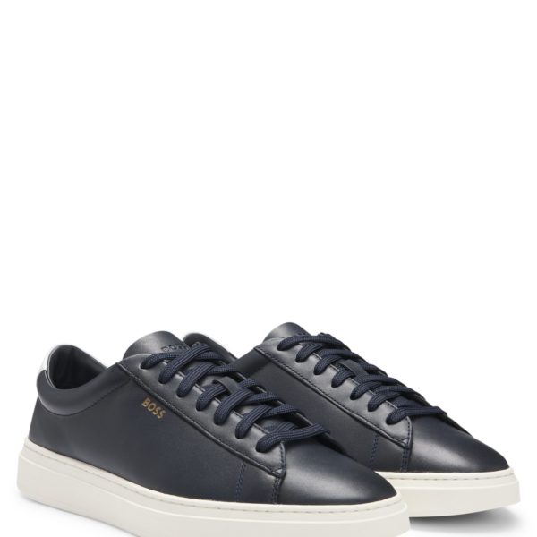 Baskets en cuir lisse à lacets et logos – Hugo Boss