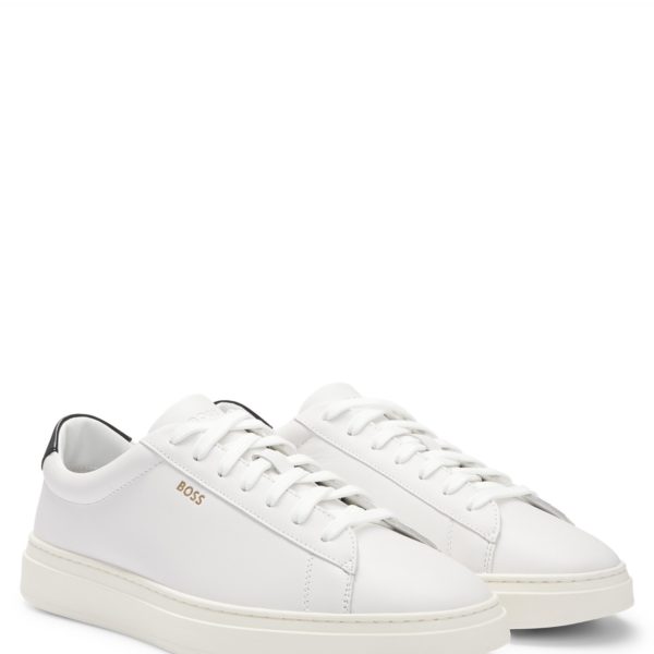 Baskets en cuir lisse à lacets et logos – Hugo Boss